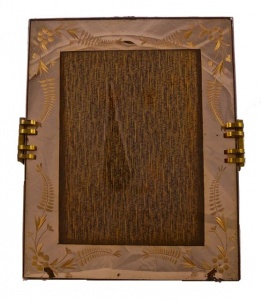 1930s Large Art Deco French Peach Mirrored Picture Frame